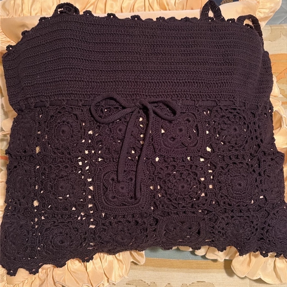 BCBG Maxazria size large tank top with crocheted see-through summer fun.